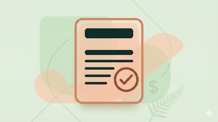 Flat minimal illustration of a GP letter template and approval tick representing the KiwiSaver medical withdrawal documentation for weight loss surgery.