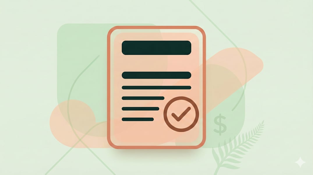 Flat minimal illustration of a GP letter template and approval tick representing the KiwiSaver medical withdrawal documentation for weight loss surgery.
