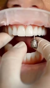 How a fixed hybrid bridge is screwed onto implants